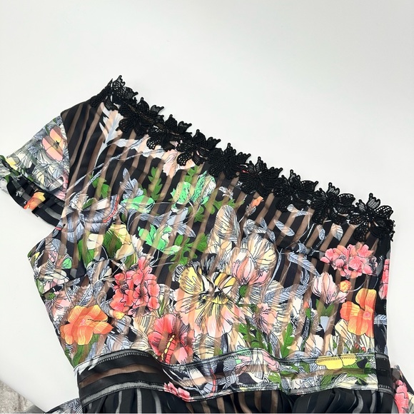 Foxiedox One Shoulder Dress Butterfly Black Floral Size 8 NEW - Picture 13 of 13